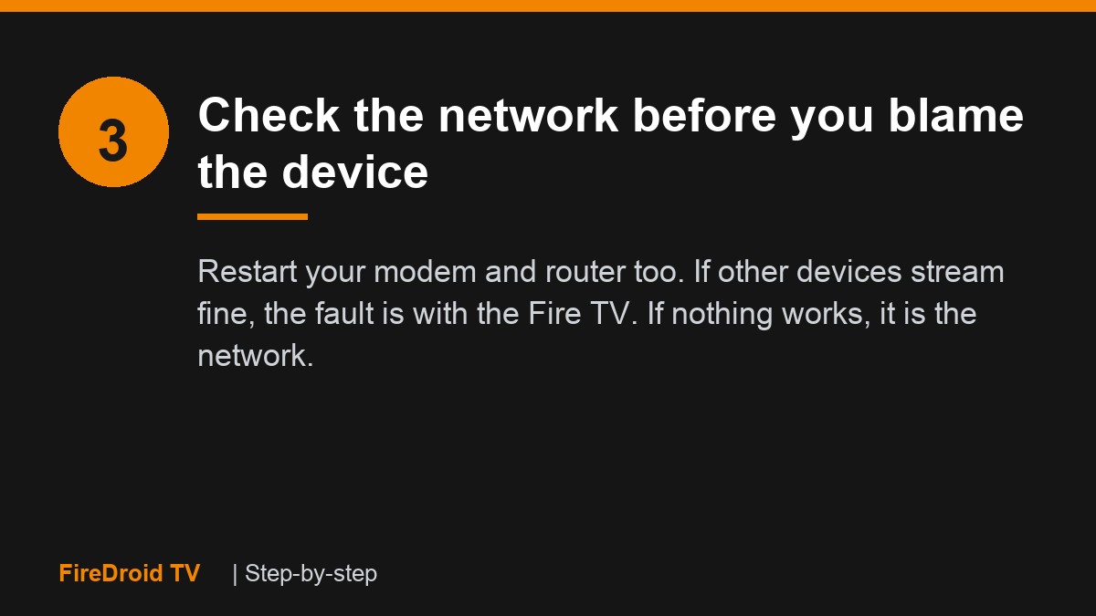 Step 3: restart the modem and router before blaming the Fire TV